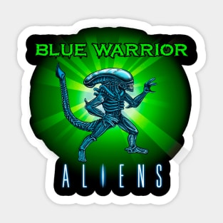 Blue Alien Warrior Sticker